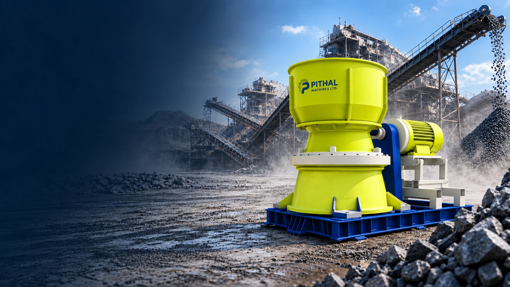 Pithal cone crusher operating in a quarry crushing plant
